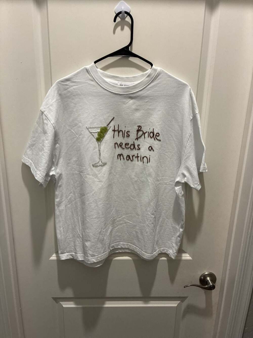 Six Stories This Bride Needs a Martini Beaded White T-Shirt